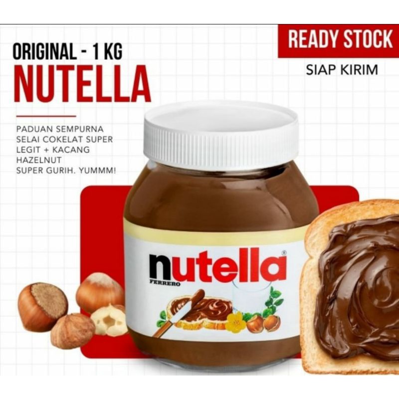 

Nutella Original 1 kg Selai Coklat Super legit + Kacang Hazelnut Super Gurih dan Yummyy