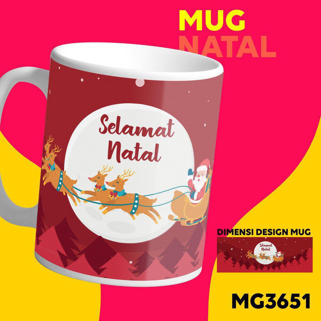 Custom Gelas Natal bahan Porselain Keramik Murah/ Kado Natal/ Souvenir Natal/ Hadiah anak