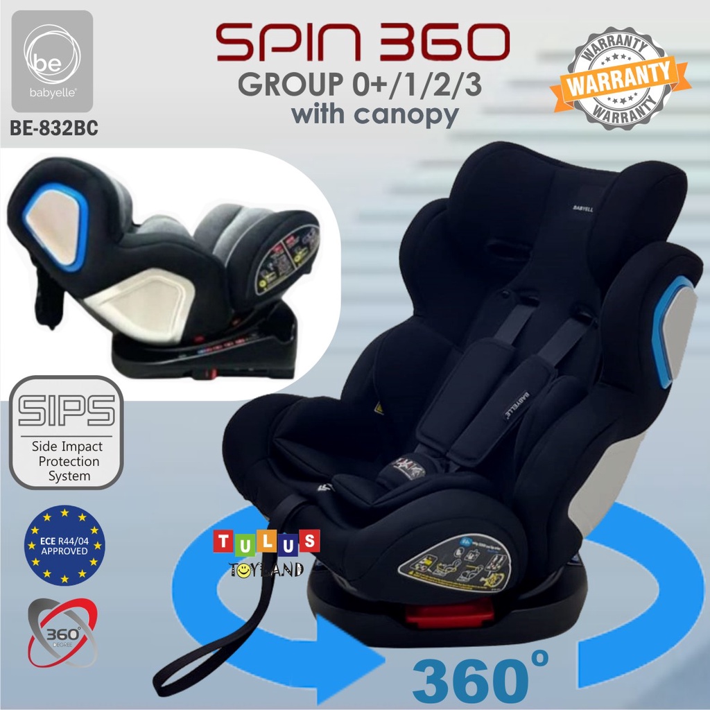 Car Seat Babyelle SPIN 360 NEXT Rotate ISOFIX kursi mobil anak Baby Elle Every Stages bisa putar full carseat canopy  BE 831 BC 832