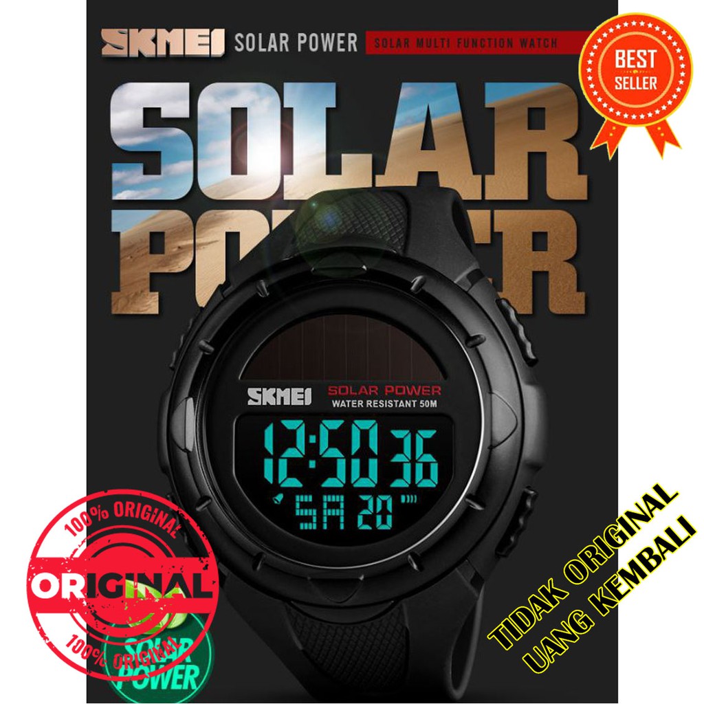 COD Jam Tangan Pria / SKMEI 1405 / Jam Tangan Digital Luminious / Jam Tangan LED Solar / SKMEI