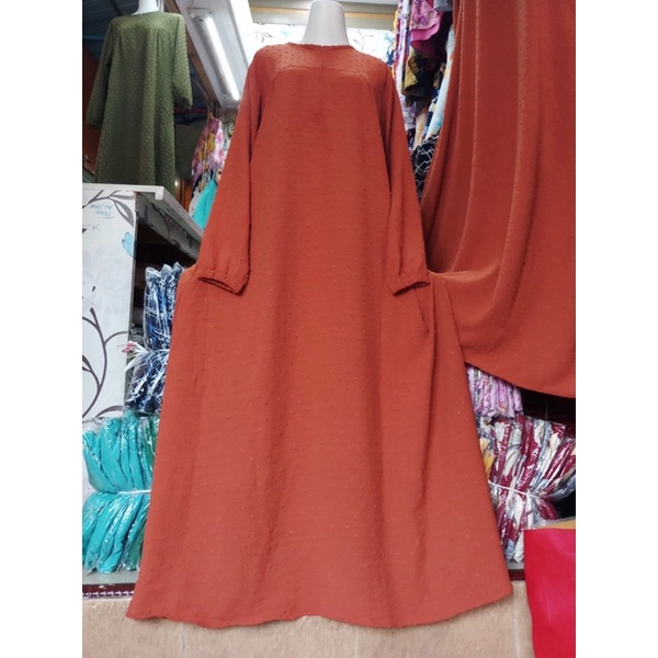 Gamis Crinkle Rubiah uragiri Ori warna Bata