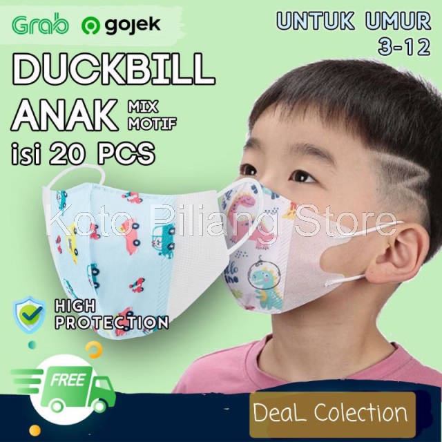 Masker Anak dan Dewasa 1 BOX isi 50 PCS 3 ply &amp; Duckbill Motif/Masker Anak/Masker Medis