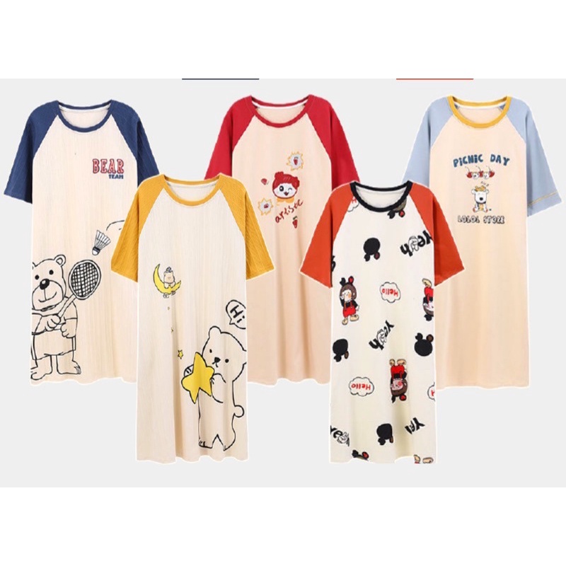 Daster wanita kaos import adem oversize baju tidur rumahan kekinian jumbo