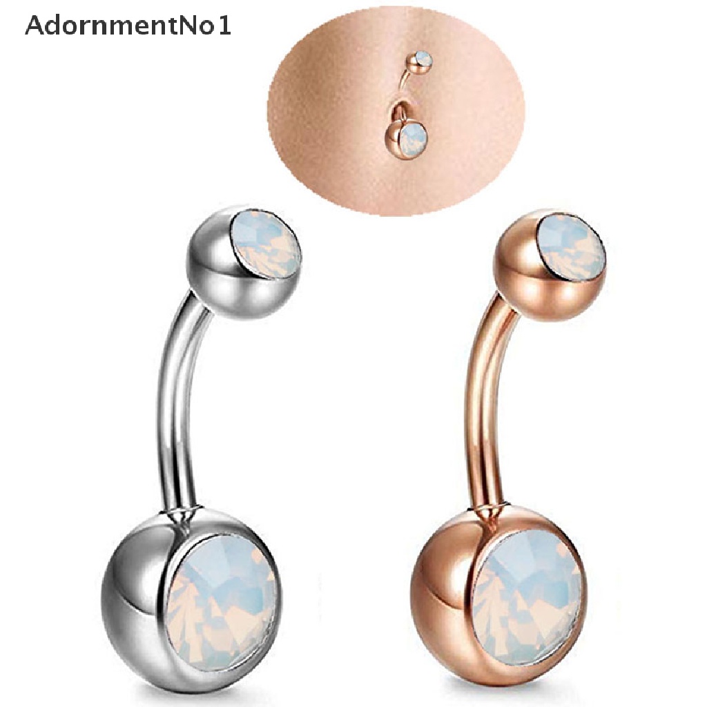 (AdornmentNo1) Anting Tindik Perut / Pusar Aksen Opal Api Putih Untuk Perhiasan Wanita