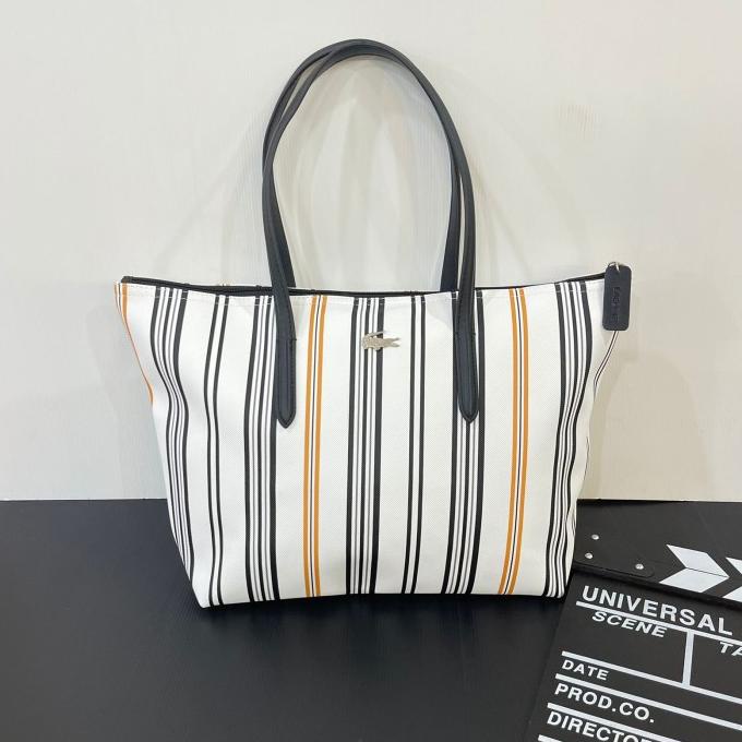 Lacoste Stripes Tote Bag Tas Jinjing Wanita Premium Motif Garis Sb Clarin_Net