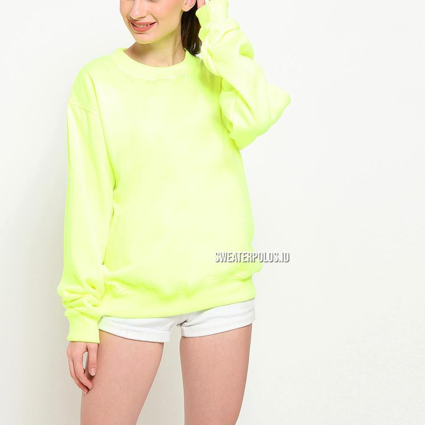 ❆ JAKET BASIC SWEATER HIJAU NEON/HIJAU STABILO WANITA SIZE M - XXXL POLOS ♥