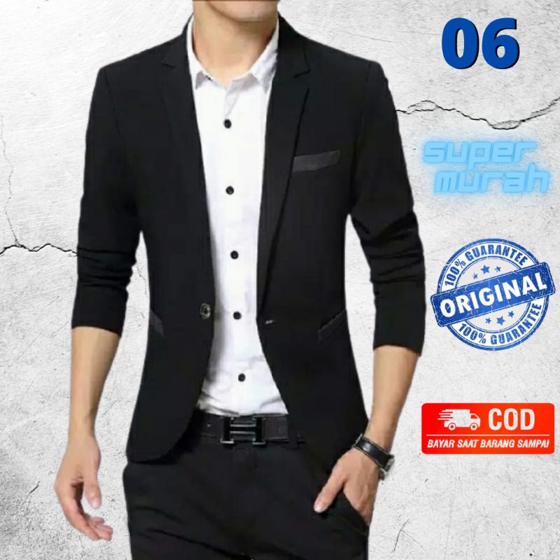 Blazer saku hitam metalik