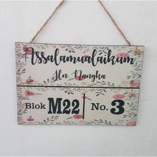 grosiramanah pajangan dinding, walldecor susun, papan nomer rumah motif assalamualaikum