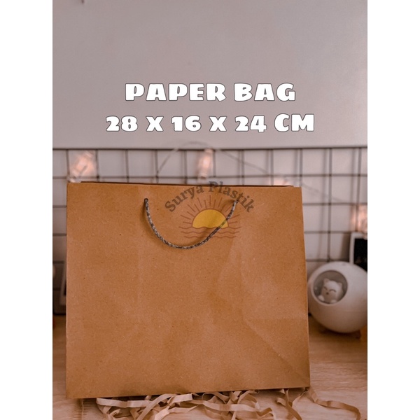 

Paper Bag / Tas Kertas Polos Warna Coklat Ukuran 28 x 16 x 24 CM (NX)