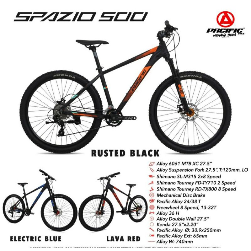 Sepeda Gunung MTB 26 inch Pacific Spazio 500 Alloy 8 Speed Double Disc