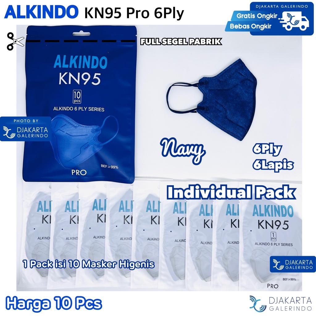 Masker Alkindo KN95 PRO Individual Pack 6PLY  isi 10Pcs