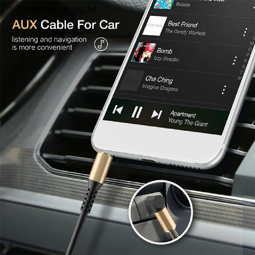 Kabel Aux Audio Headphone Jack 3.5mm Male Ke Male Bentuk L Untuk Mobil