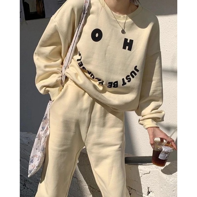 OVERSIZE SWEATER CREWNECK WANITA OH JUST BE YOUR SELF | CREWNECK WANITA KOREAN STYLE | SWEATER OVERSIZE WANITA KOREA | SWEATSHIRT KOREAN STYLE