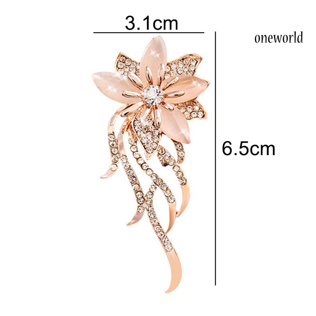 OW@ Women Fashion Rhinestone Inlaid Flower Brooch Pin Cardigan Shawl Decor Gift