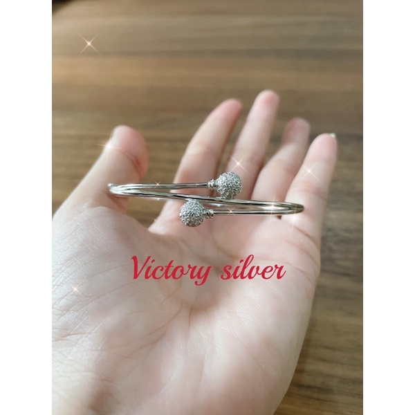 gelang bola bola bangle perak 925 lapis emas putih