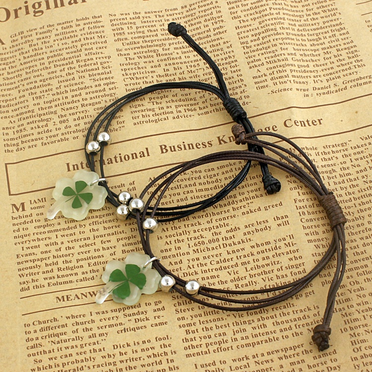 S150 etnis retro style gelang Korea perempuan sederhana mahasiswa bercahaya daun rajutan tangan Akse