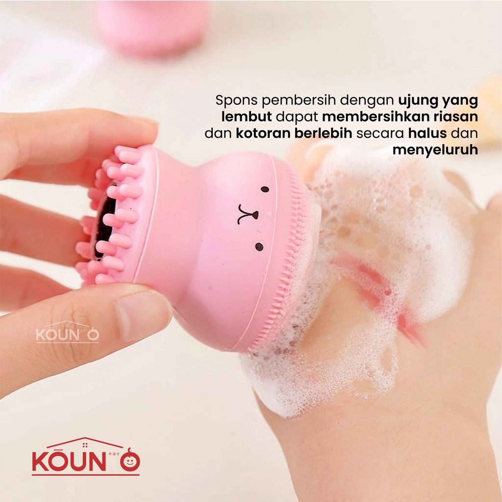 Alat Pembersih Wajah Muka Sikat Pembersih Wajah Muka Gurita Spons Silikon Pembersih Sponge Cuci Muka