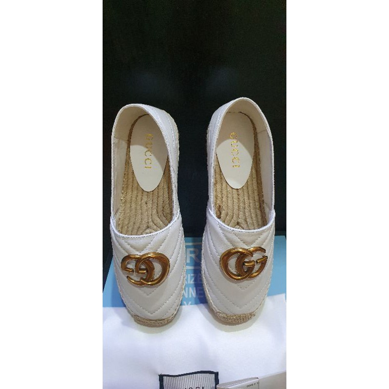 sepatu espadrilles/ slip on gucci marmont white sz 37 VVIP