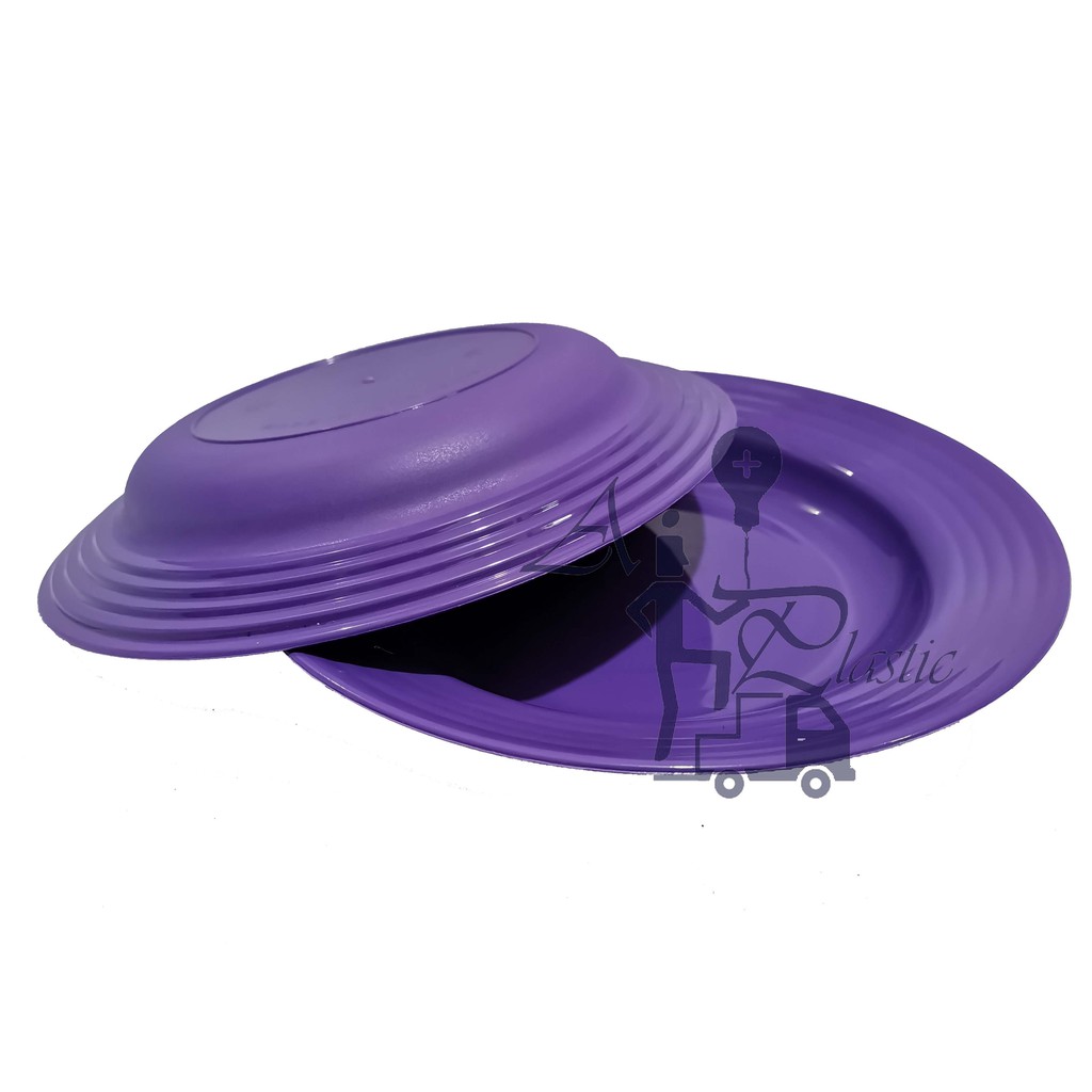 Piring Makan Bahan Plastik Harga Satuan Termurah BerKualitas-Ungu 1pcs