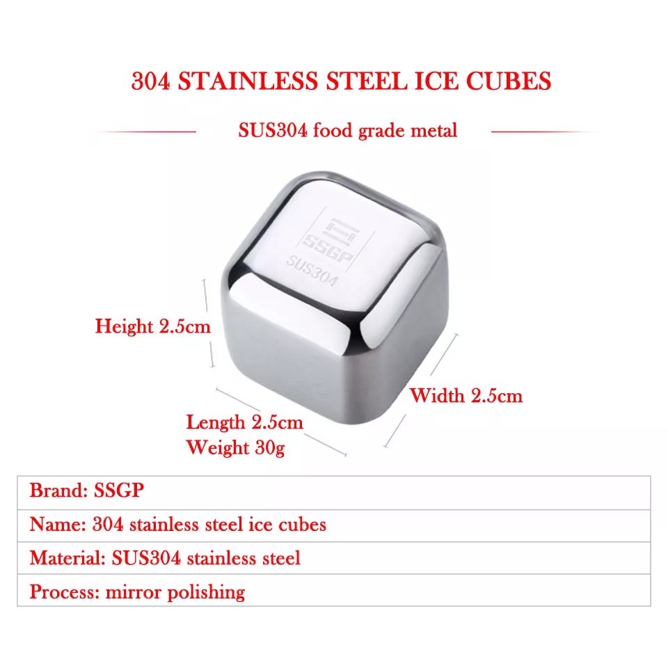 SSGP Stainless Steel Reusable Ice Cube Set - Es Batu Unik Elegan