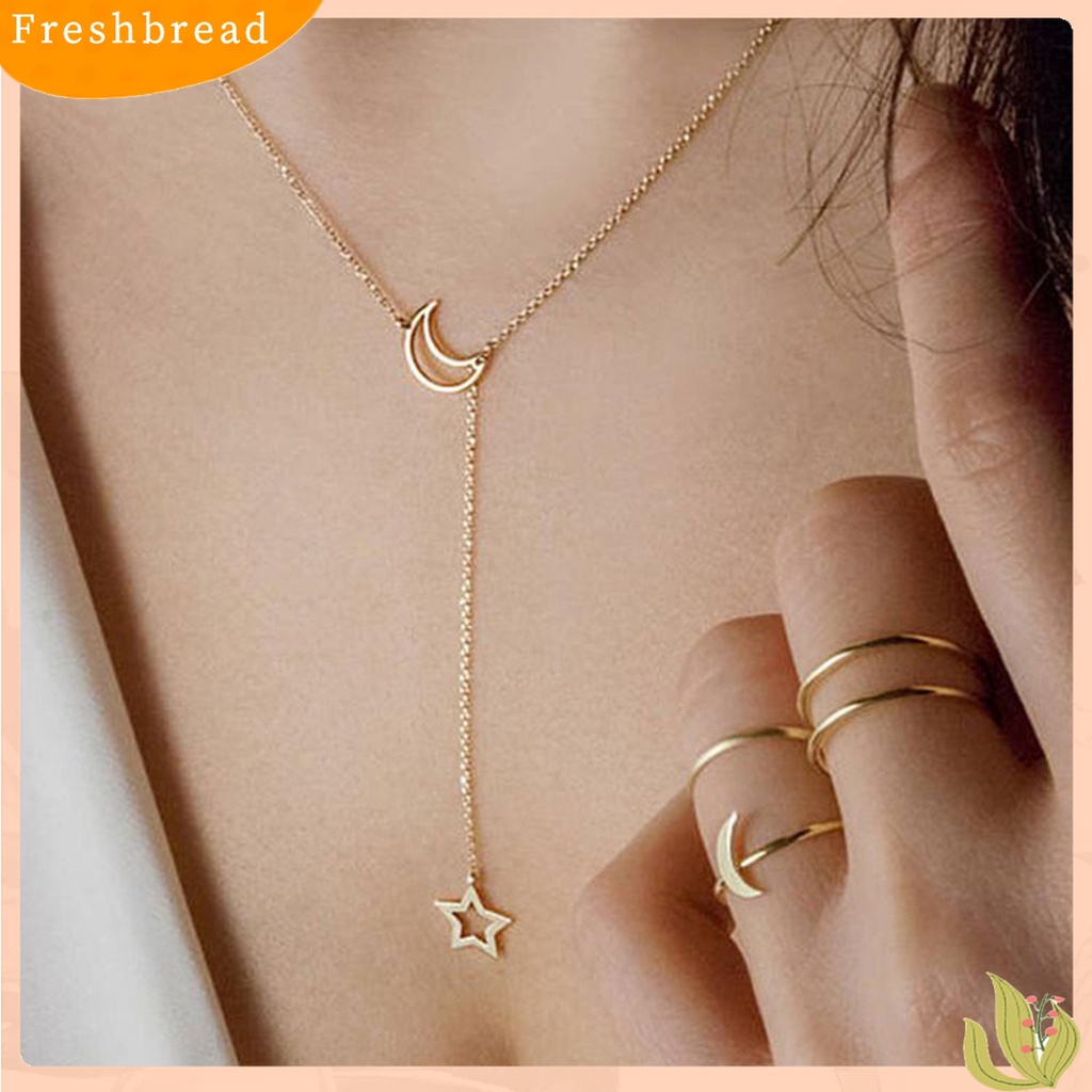 【Fresh】❀Women Fashion Moon Star Clavicle Chain Pendant Short Necklace Party Jewelry Gift