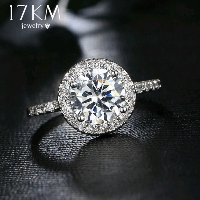 Cincin Wanita Berlian Imitasi Lapis Emas Putih JC-007