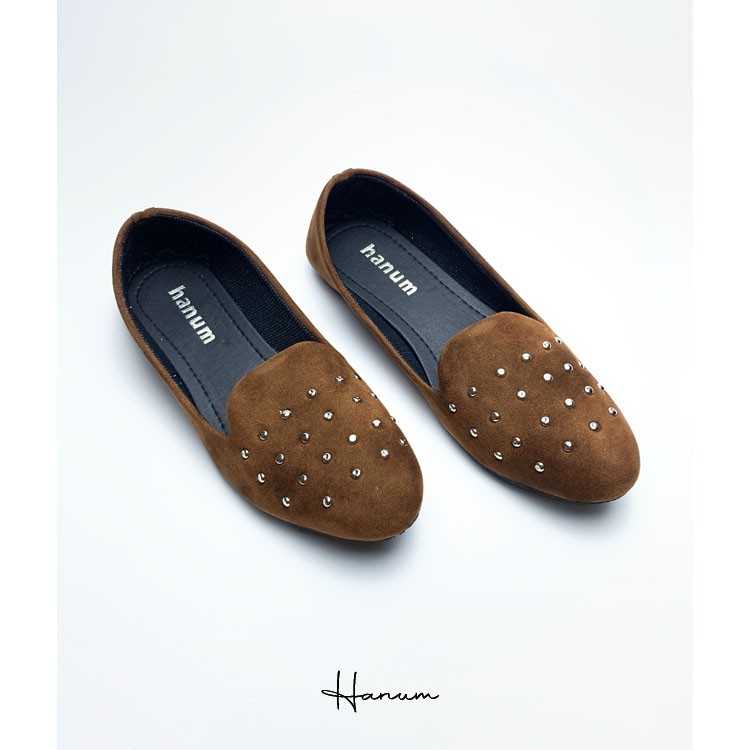 Hanum - Sepatu Flat Shoes Balet Wanita Hanum HF14 Mutiara Hitam