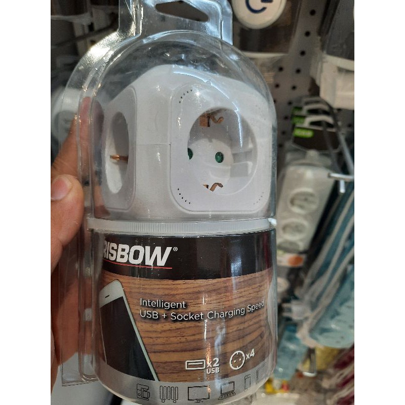 krisbow sambungan stop kontak kubus dengan 2 port usb
