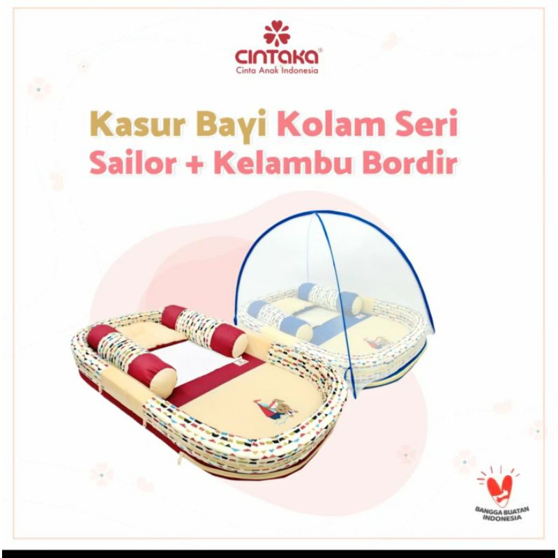 [3 kg] Cintaka Kasur Bayi Kolam Bumper Bordir + Kelambu (Bisa Dilepas) Sailor Series - TCK 2341