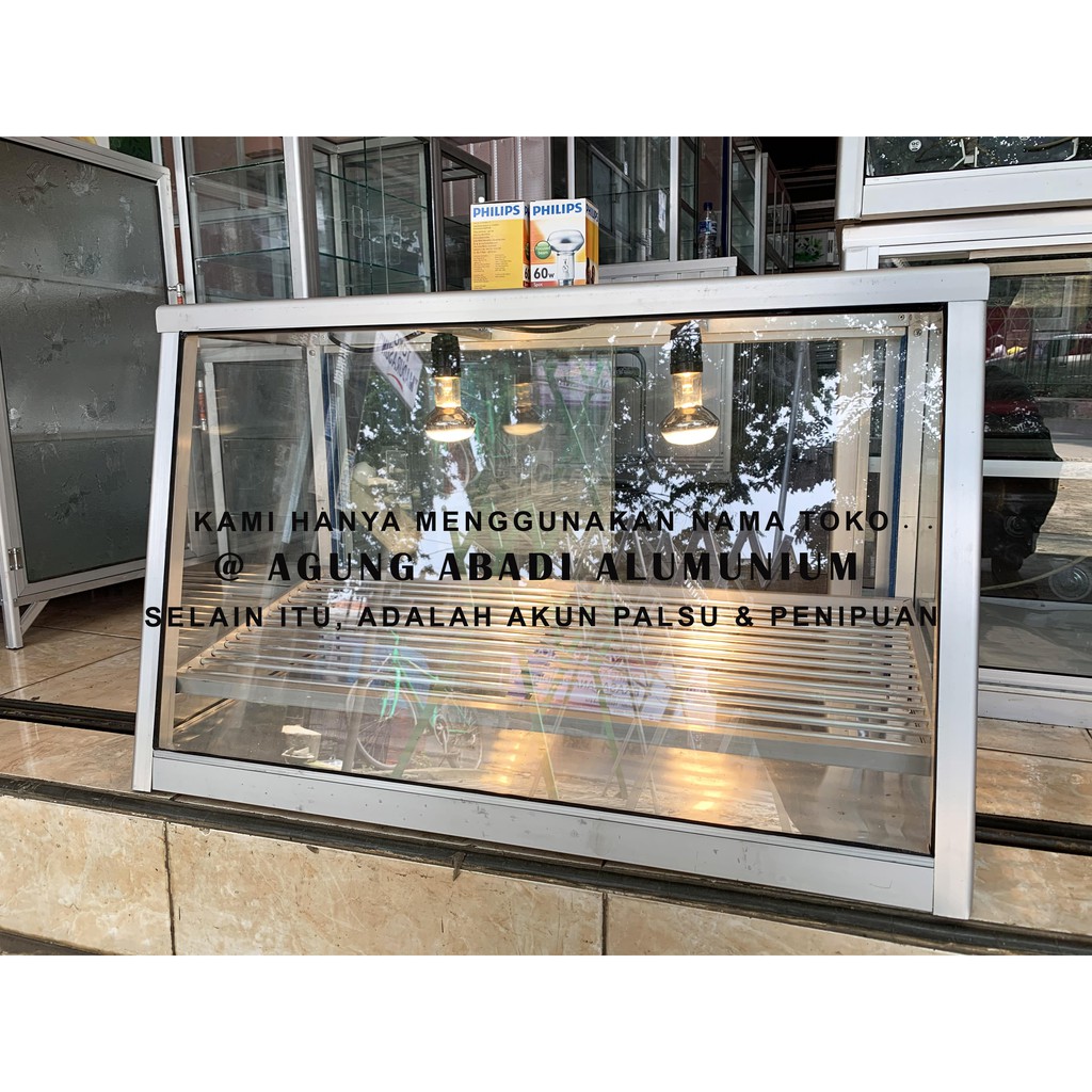 Etalase / Showcase / Pemanas Ayam Fried Chicken 2 Rak 2 Lampu Big 80cm