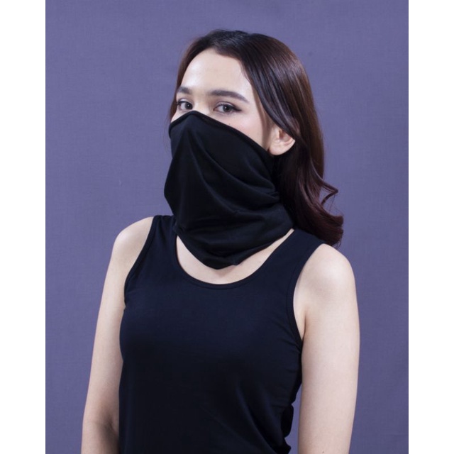 BAFF MASKER BAF HITAM POLOS BANDANA BUFF TEBAL TANPA SAMBUNGAN BANDANA HITAM TEBAL