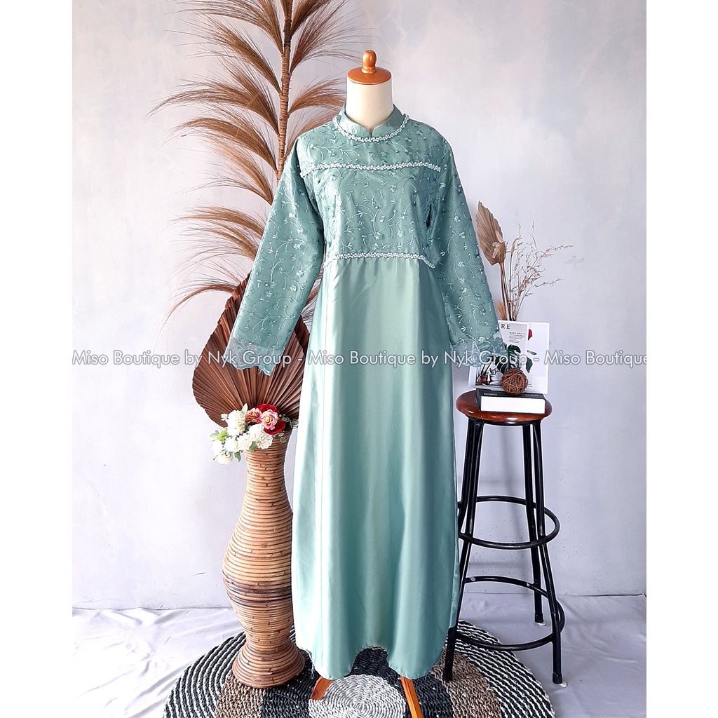 Dress Tiara Mix Velvet Real Pict - Gamis Cantik Wanita Muslimah - Dress Brukat Modern Ready Banyak Warna - Maxi Kondangan Seragam Premium - Gamis Maxi Terbaru dan Termurah