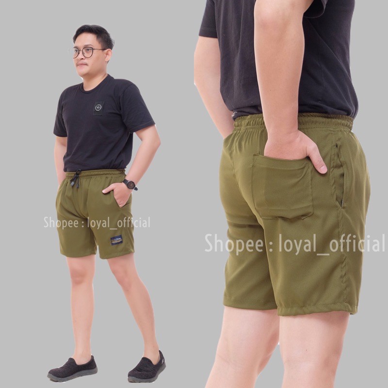 Loyal Celana Pendek Pria Cowok Dewasa Katun Premium M L XL-Army