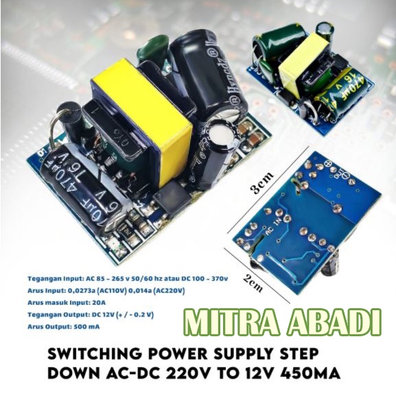 Switching Power Supply Step down AC - DC 220V to 12V 450mA
