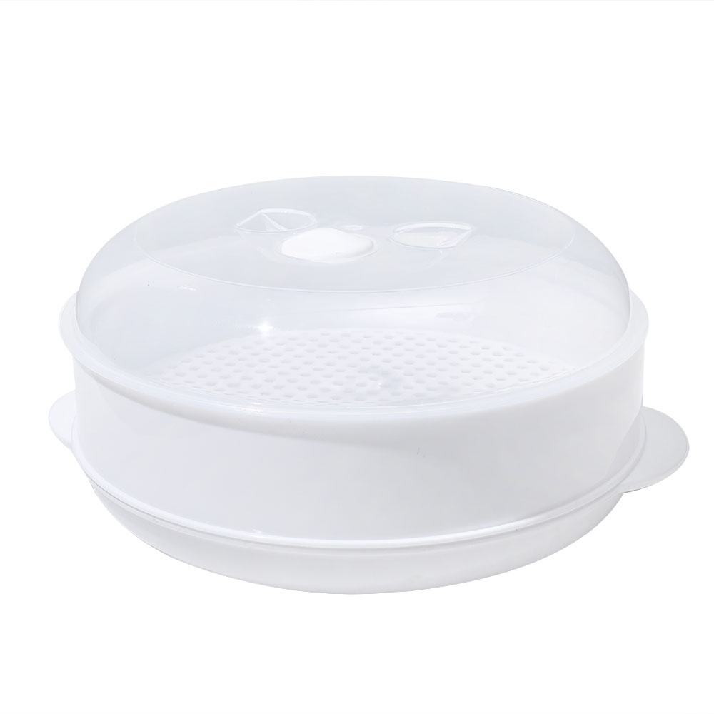 【COD Tangding】Single-Layer Microwave Oven Steamer Plastic Round Steamer Microwave Steamer With Lid Cooking Tool