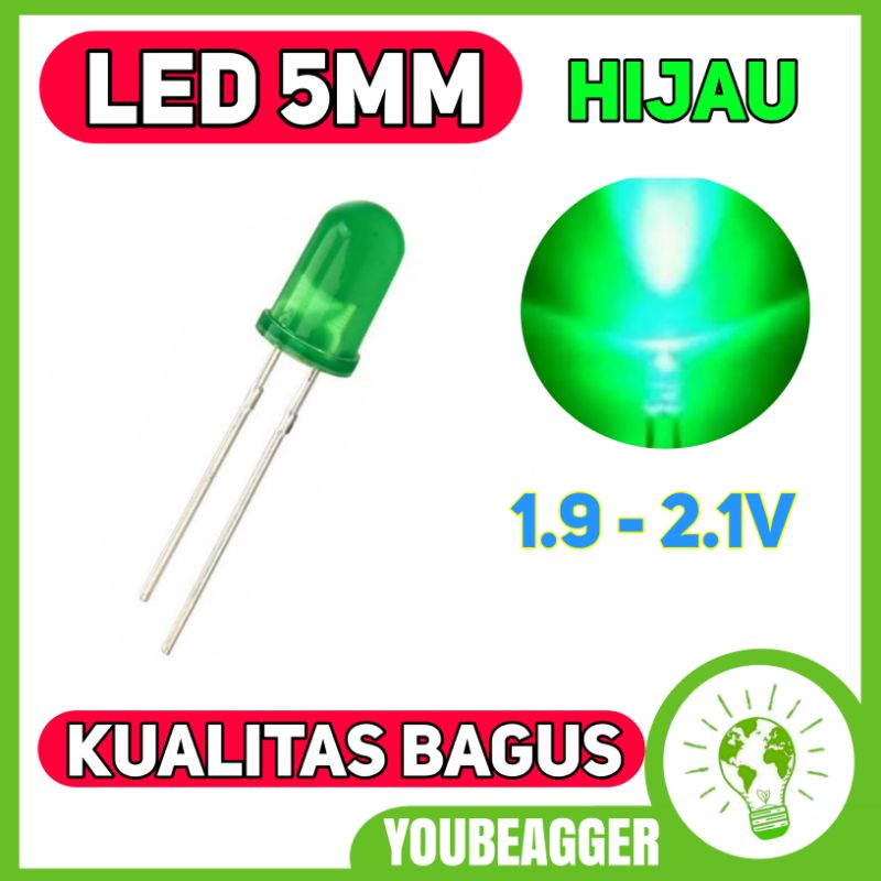 Led 5mm hijau body warna