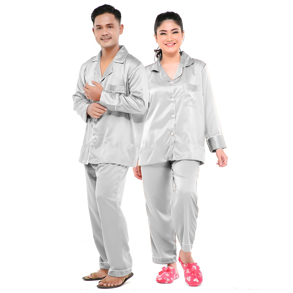 Zavyn Piyama Satin Couple Long Sleeves Ukuran XL