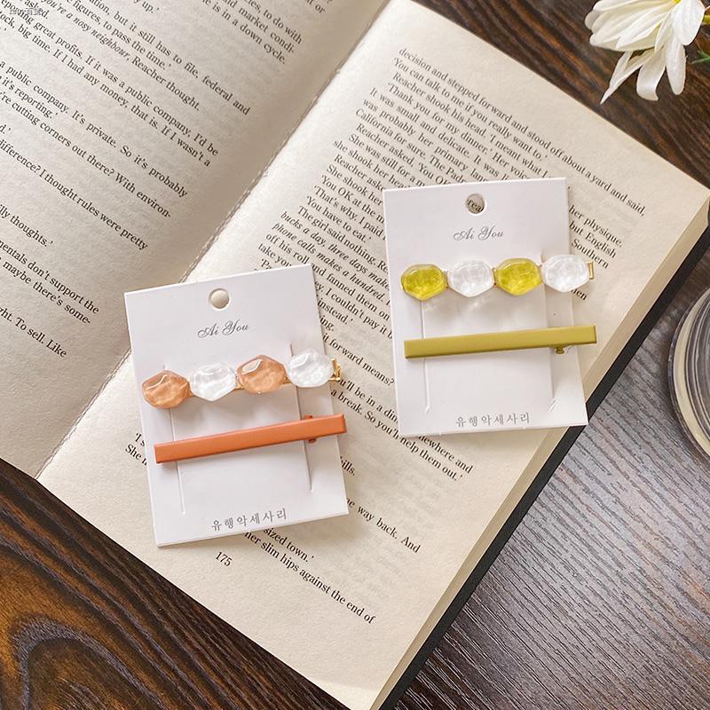 2pcs set Jepit Rambut  Model Klip Simple Untuk  Wanita  
