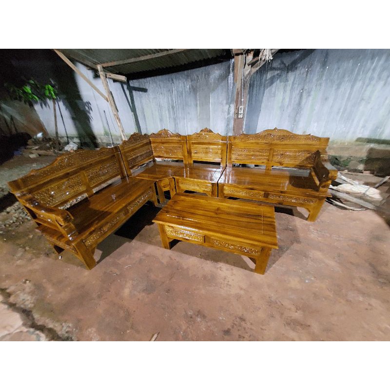 Meja Kursi Tamu Sudut Jati Jepara