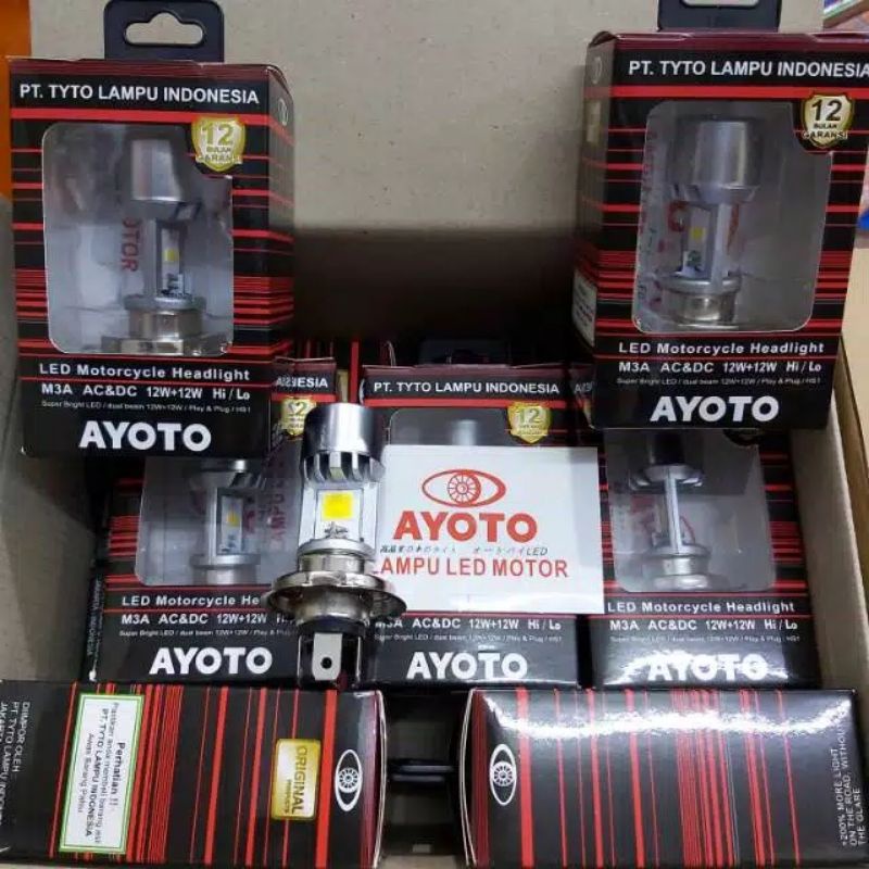 LAMPU LED AYOTO H4 100% ASLI UNTUK MOTOR SCOOPY VIXION CB150R MXKING MEGAPRO BYSON VERSA