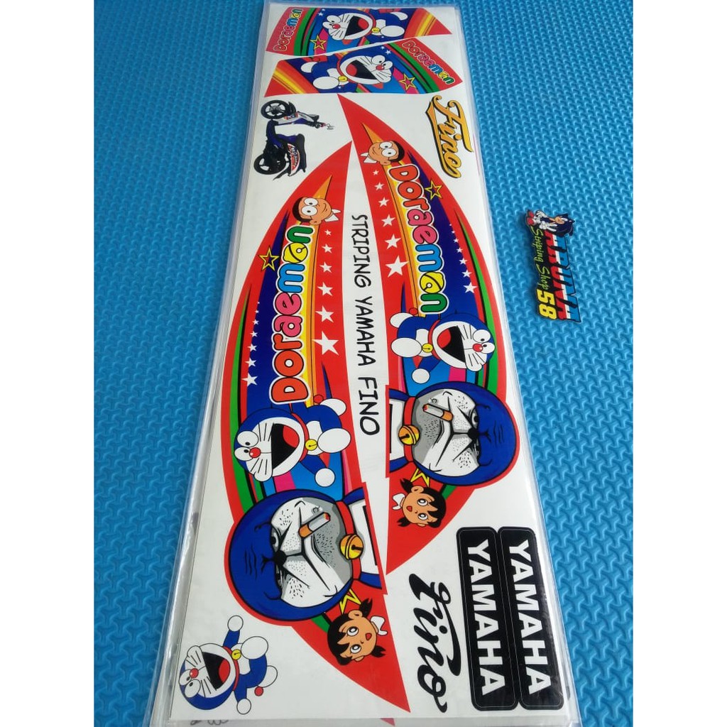 Striping Sticker Lis Motor Variasi Motor Mio Fino F1-125 F1 th 2014-2017 Kartun Doraemon