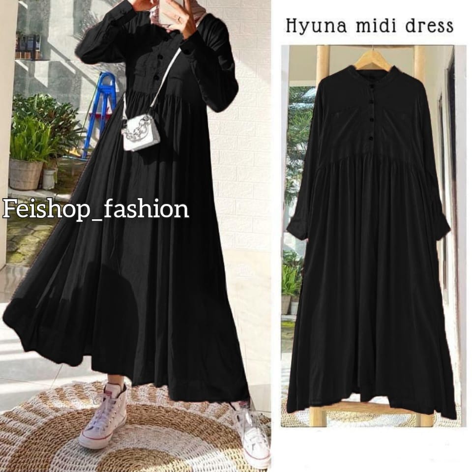 Hyuna Midi Dress l Dress Muslim Wanita Terbaru