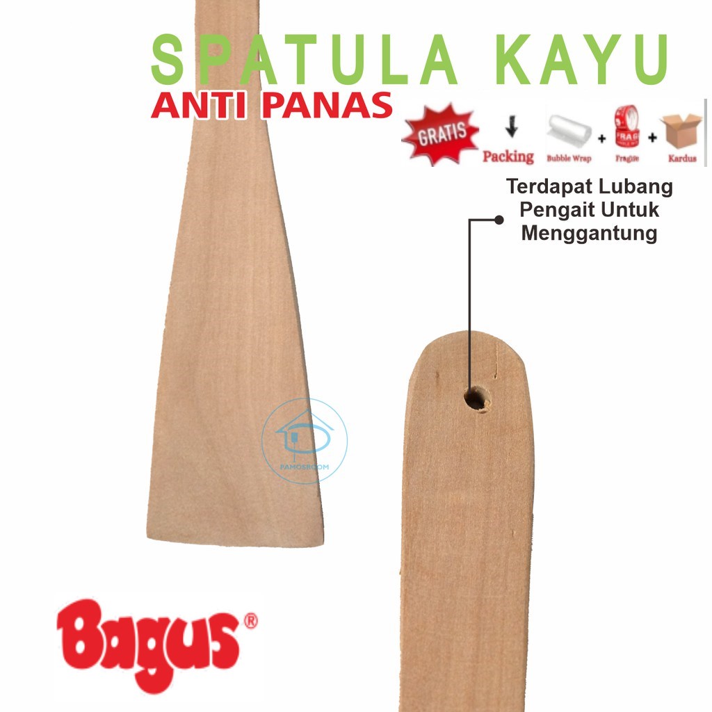 Sodet kayu/spatula kayu bolong/susruk kayu polos teflon