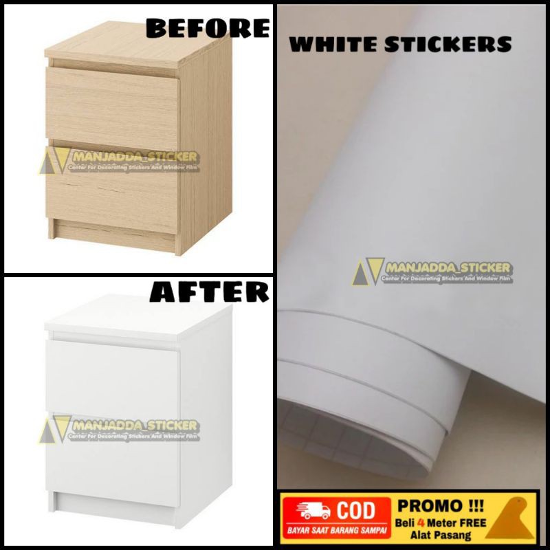 Stiker putih untuk lemari furniture kitchenset tahan air anti minyak