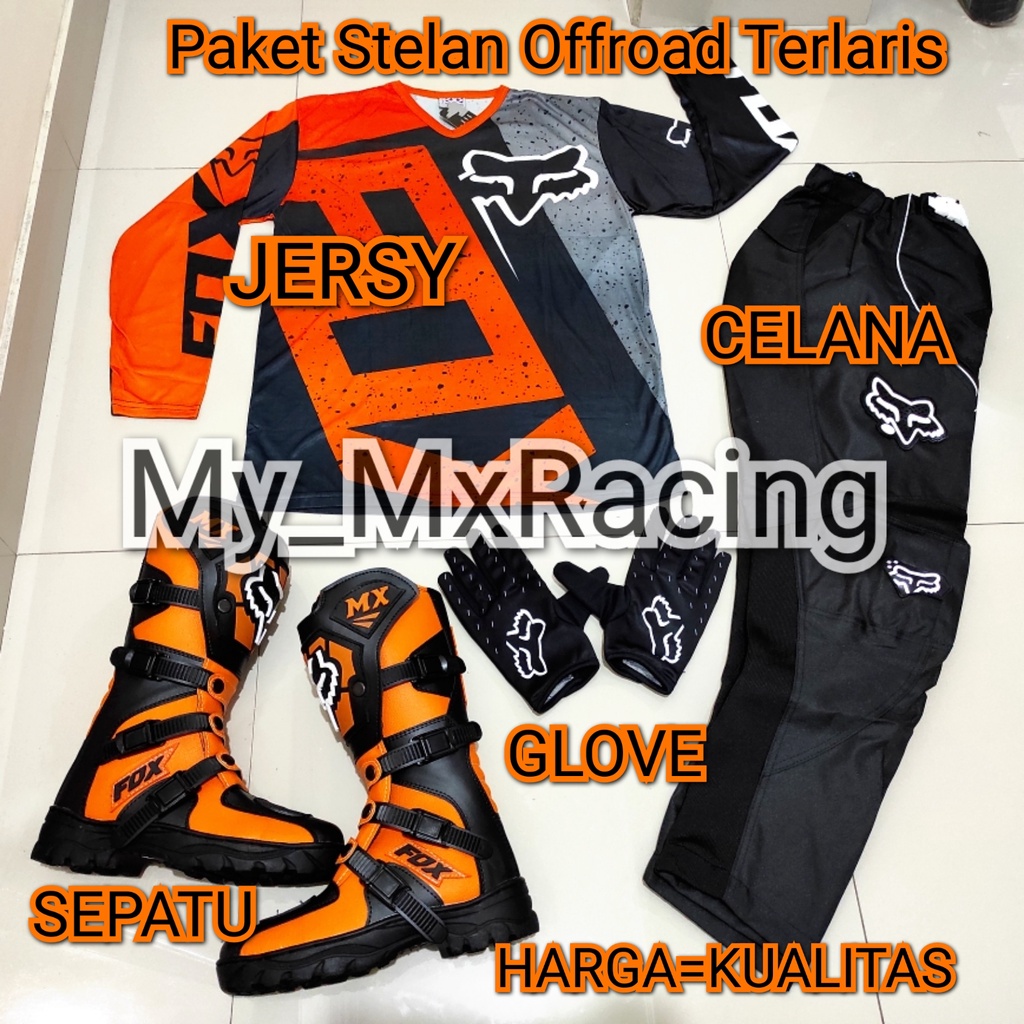 promo stelan offroad FX 10 trail cross sepatu cross jerset trail celana cross tral bonus sarung tangan