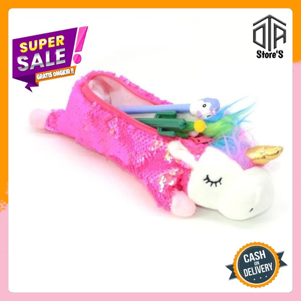 

Tempat Pensil Kawaii Pencil Case Unicorn Sequien Boneka Tempat Penyimpanan Alat Tulis