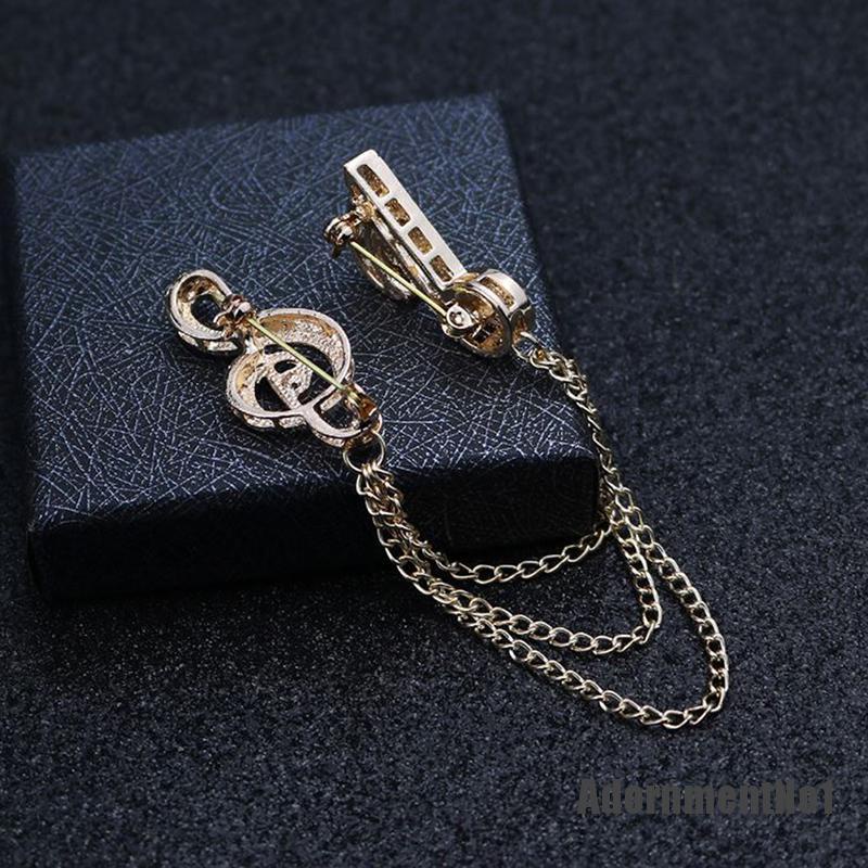 (Adornmentno1) Pin / Bros Bentuk Not Musik Dengan Kristal Imitasi Untuk Unisex
