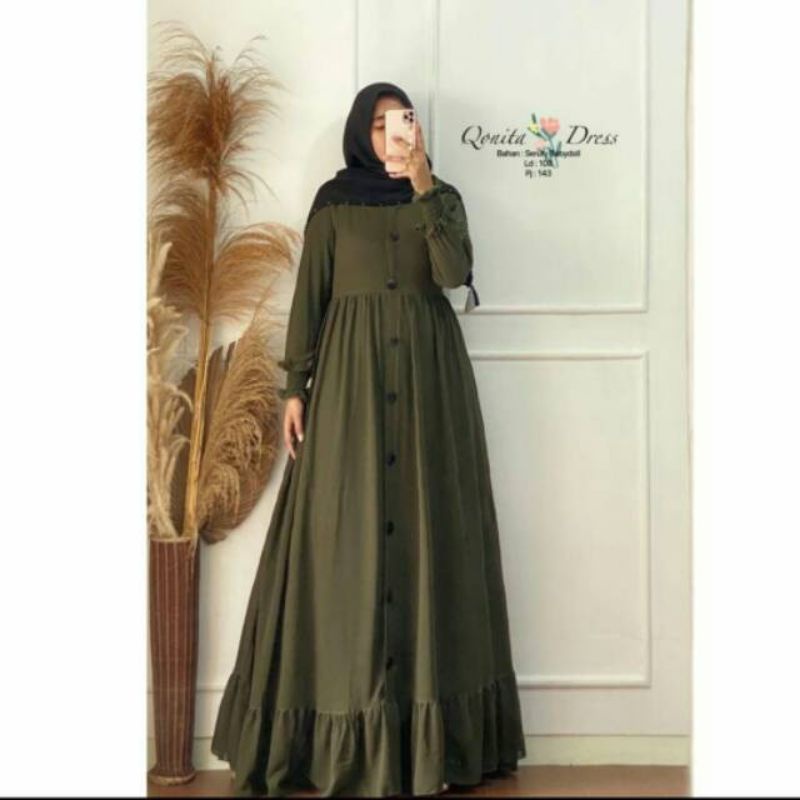 Plain maxy pakaian wanita fashion muslim remaja