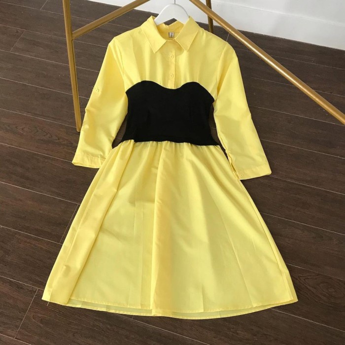 Gio Long Tunik Atasan Muslim Wollycrepe Korean Style Fashion Wanita - Yellow