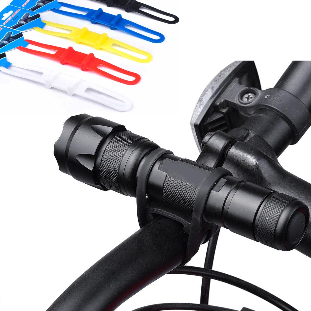 Strap Silikon Elastis Holder Senter / Handphone Untuk Stang Sepeda